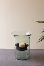 Glass Candle Cylinder with Rustic Insert – 11" Small Height by Kalalou