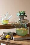 Clear Tilted Recycled Glass Pitcher – Hand-Blown