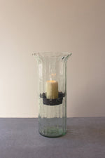 Rustic Ribbed Glass Candle Cylinder – Large 19" Tall by Kalalou