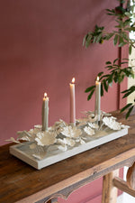 Painted Metal Floral Candle Holder – 5" Tall 3-Taper Candelabra by Kalalou