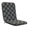 CW Home Fashions Ebony Medallion Print Outdoor High Back Cushion 20" x 45" Black