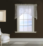 CommonWealthGrandeur Sheer Pole Top Swag Valance Set 80" x 36" White