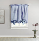 CommonWealthTicking Stripe Room Darkening Pole Top Tie-up Curtain 40" x 63" Navy