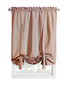 Ticking Stripe Room Darkening Pole Top Tie-up Curtain 40" x 63" Burgundy
