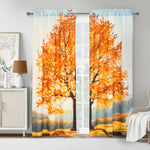 Photo Real Fall Tree Light Filtering Pole Top Curtain Panel Pair each 38" x 84" Multi