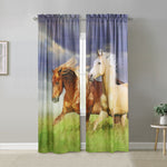 Photo Real Horses Light Filtering Pole Top Curtain Panel Pair each 37" x 84"