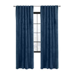 CommonWealthSeren Room Darkening Dual Header Curtain Panel 50" x 108" Dark Blue