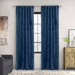 CommonWealthSeren Room Darkening Dual Header Curtain Panel 50" x 63" Dark Blue