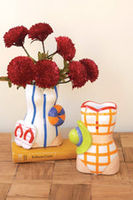 Ceramic Swimsuit Vases 6"H – Glazed Multi-Color Retro Beach Decor 2X Set of 2 By Kalalou