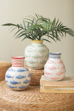 Ceramic Fish Accent Vases 8"H – Glazed Multi-Color Coastal Decor Set of 2 By Kalalou