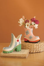 Ceramic Colorful Rubber Boot Vases 6.57" Multi-Color Vase Set of 2 By Kalalou