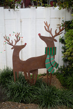 Metal Deer Yard Art Set – Two Painted Outdoor Garden Accents by Kalalou