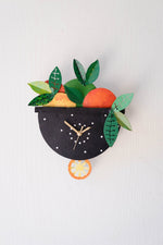 Hand Painted Wall Clock Fruit 11"H – Multi-Color Metal and Plastic Kitchen Clock By Kalalou