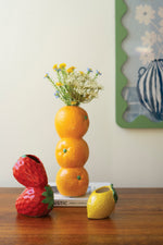 Ceramic Fruit Bud Vases Set of 3 – 10" Tall Orange, Strawberry & Lemon by Kalalou