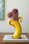 Ceramic Banana Vase – 9.5" Tall Yellow Fruit Shaped Decorative Pot