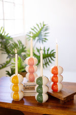 Taper Candle Holders Colorful Striped – Set of 4 by Kalalou