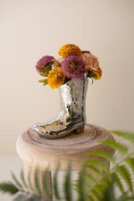 Ceramic and Mosaic Mirror Boot Vase – 7" Tall Decorative Accent by Kalalou