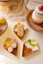 Ceramic Dessert Plates in Ice Cream Cone Shape – 7" Tall Serving Set of 3 by Kalalou