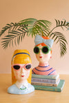 Set of Two Ceramic Girls with Sunglasses Vases – Colorful Décor