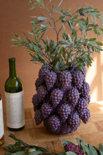 Ceramic Grapes Vase 11"H Purple Glazed Decorative Accent by Kalalou