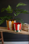 Set of 2 Striped Ceramic Flower Pots – Indoor Planter Accent