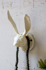 Rabbit Wall Hook 6.69-Inch Cast Iron Distressed Antique White Finish By Kalalou