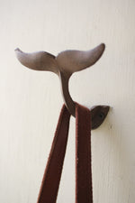 Cast Iron Whale Tail Wall Hook 3.54"H – Distressed Coastal Iron Hook by Kalalou