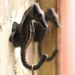 Cast Iron Sea Horse Hook 5.1"H – Distressed Coastal Wall Hook, Set of 4 by Kalalou