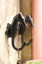 Cast Iron Sea Horse Hook 5.1"H – Distressed Coastal Wall Hook by Kalalou
