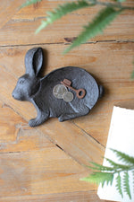 Cast Iron Easter Rabbit Trinket Tray – 6"L Brown Matte Spring Decor By Kalalou
