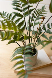 Fern Plant – Artificial 28 Inch – Greenery Accent in Cement Planter