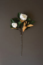 Artificial Magnolia Flowers with Leaves Spray 39"L – Lifelike Floral Stem, Set of 6 by Kalalou