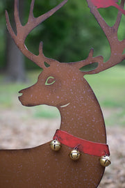 Outdoor Rustic Reindeer Sculptures – Set of 2 Yard Decorations