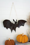 Metal Bat Halloween Door Hanger – Distressed Black