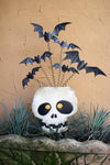 Metal Skull and Bats Halloween Yard Stake