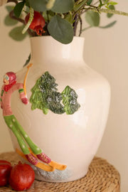 Ceramic Christmas Skier Vase With Hand-Painted Details 12