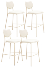 Zeal Barstools&nbsp; 40.9" H, Set of 4 – Light Gray Fabric &amp; PVC Leather Seats, Powder-Coated Steel by Zuo Modern