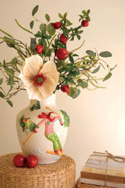Ceramic Christmas Skier Vase With Hand-Painted Details 12