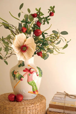 Ceramic Christmas Skier Vase With Hand-Painted Details 12