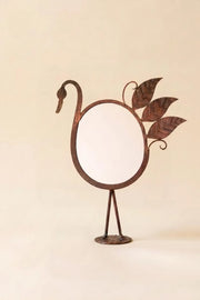 Forged Iron Swan Tabletop Mirror With Antique Copper Finish 23