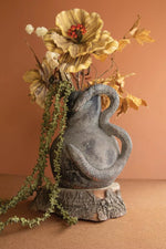 Kalalou Clay Vase With Snake Design Sculptural Decorative Accent 15.5" H