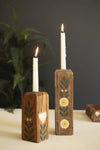 Taper Candle Holder Collection - Recycled Wood - 3 High Set Of Two by Kalalou