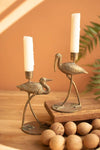 Decorative Shore Bird Taper Holders – Antique Brass Finish – 7.5 Height – Set Of Two – Kalalou