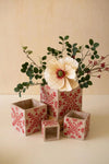 Christmas Square Cement Planters Set of 4 6.5 Height with Red Detail by Kalalou