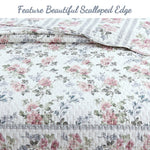 Cotton Reversible Quilt Set with Shams Floral Print