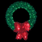 Vickerman D492048 4' Metallic Wreath & Bow Commercial Pole Decoration With 55 LED Lights.