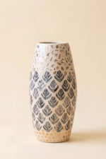 Spun Bamboo Decorative Vase 16 in Height with Capiz Shell Accents