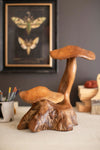 Natural wood mushroom sculpture paired design