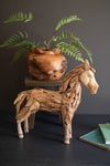Handcrafted Teakwood Horse Sculpture – Rustic Home Accent