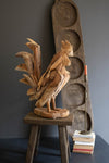 Handcrafted Teakwood Rooster Sculpture – Rustic Accent